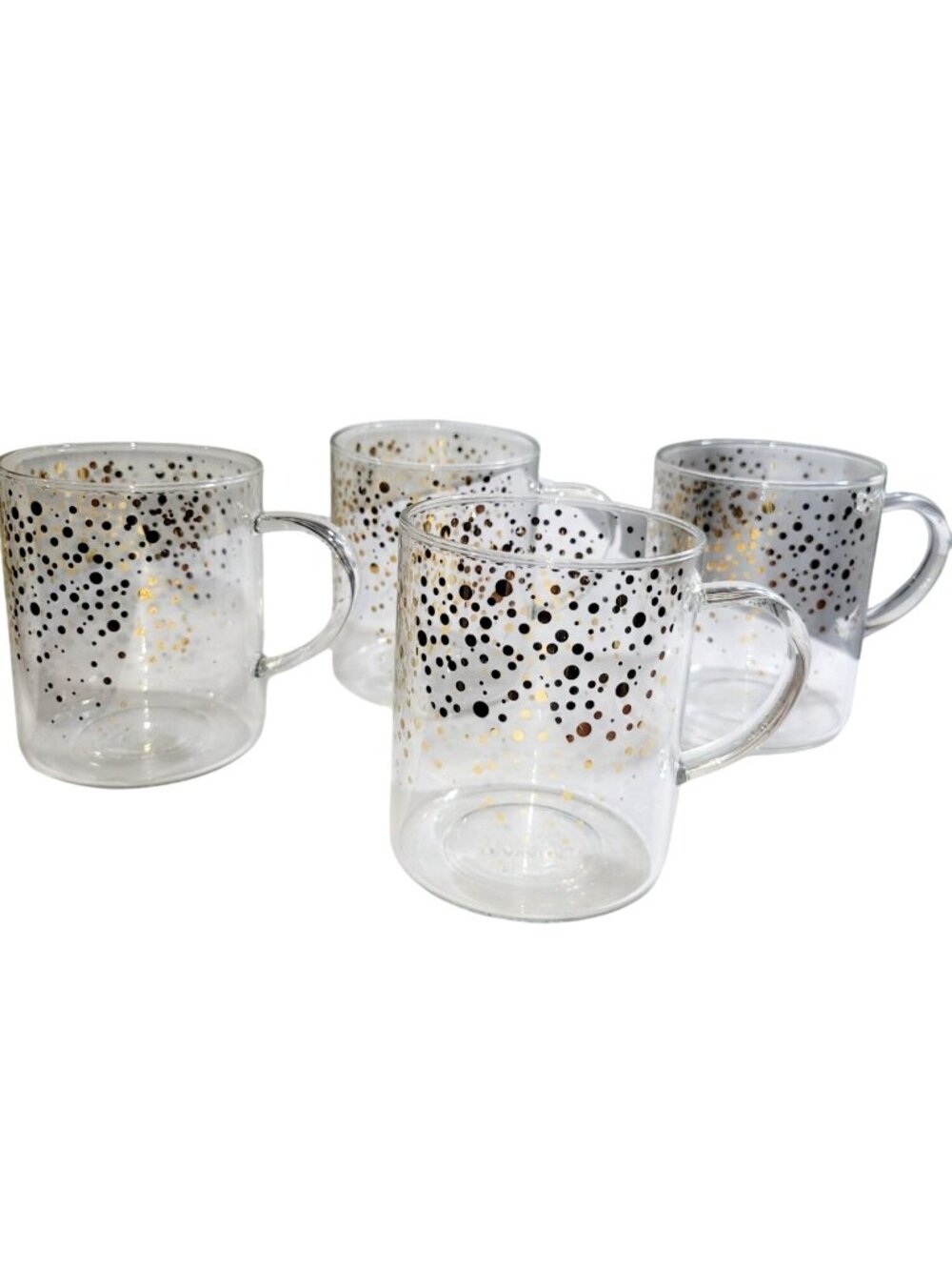 Teavana Starbucks 2015 Gold Confetti Clear Glass Coffee Tea Mug Set Of 4 - Picture 3 of 11